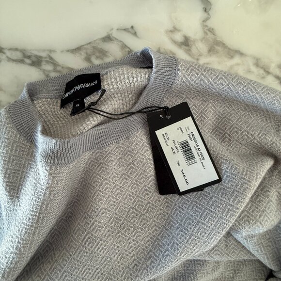 Emporio Armani 100% Virgin Wool Gray Men's crewneck sweater, Size XL - Picture 2 of 14